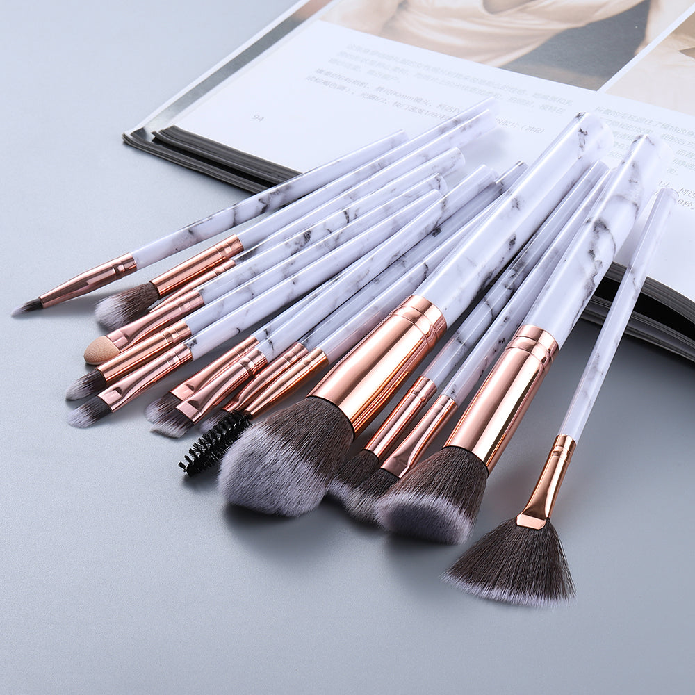 15 Marbled Design Makeup Brushes Set 15 Marbled Design Makeup Brushes Set